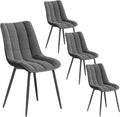 Ensemble de 4 Chaises de Salle à Manger Velours Gris Foncé avec Pieds en Métal