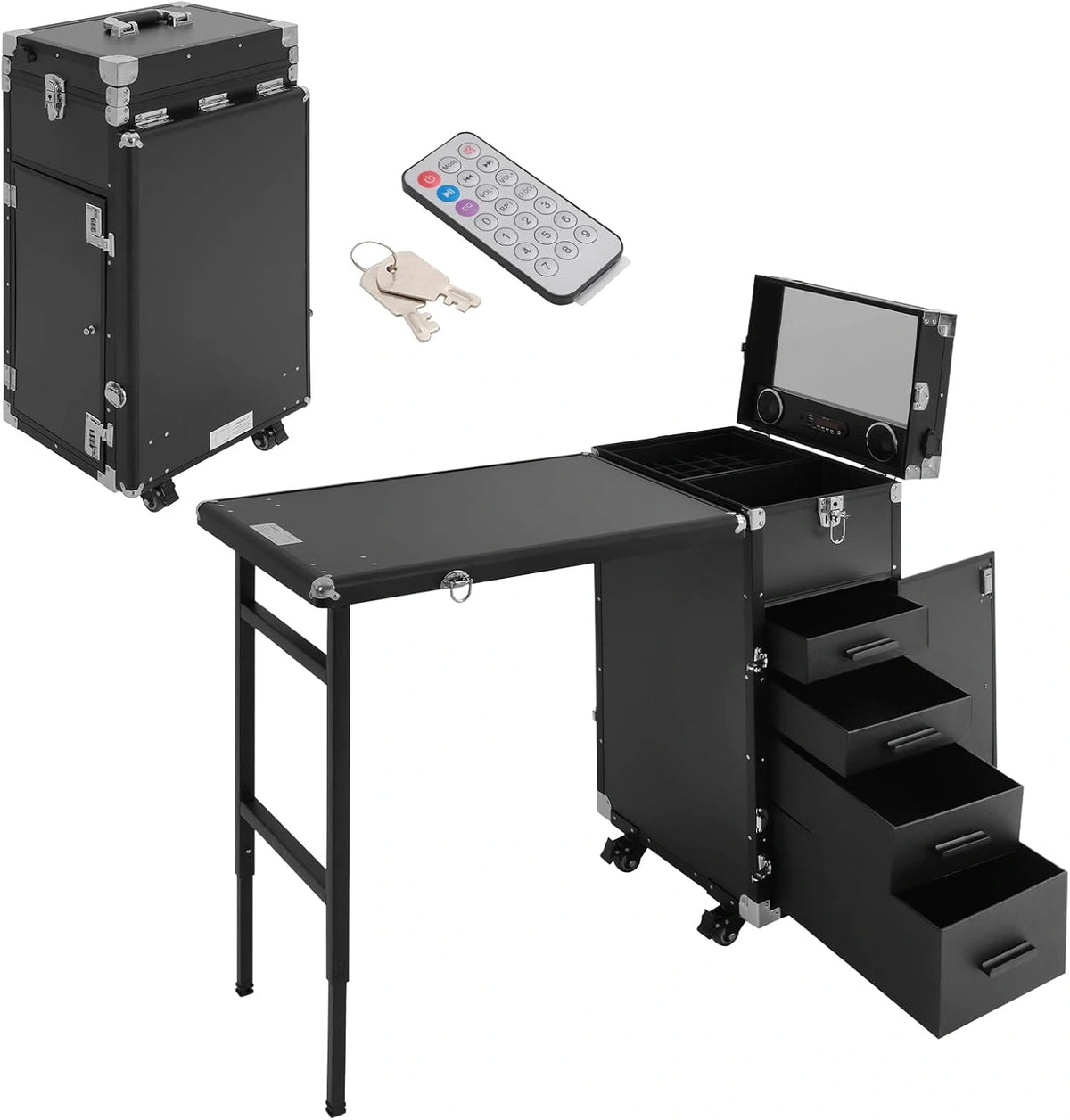 Table de Manucure Pliable avec Tiroirs et Télécommande pour Salon et Domicile