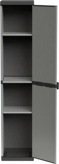Armoire modulaire en résine PVC et PP avec 1 porte et 3 étagères, facile à monter, pour intérieur et extérieur, 34 x 40 x 165 cm, gris