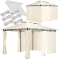 Pavillon de Jardin 4x3m en Acier, Imperméable avec Protection UV 50+, Rideaux Inclus