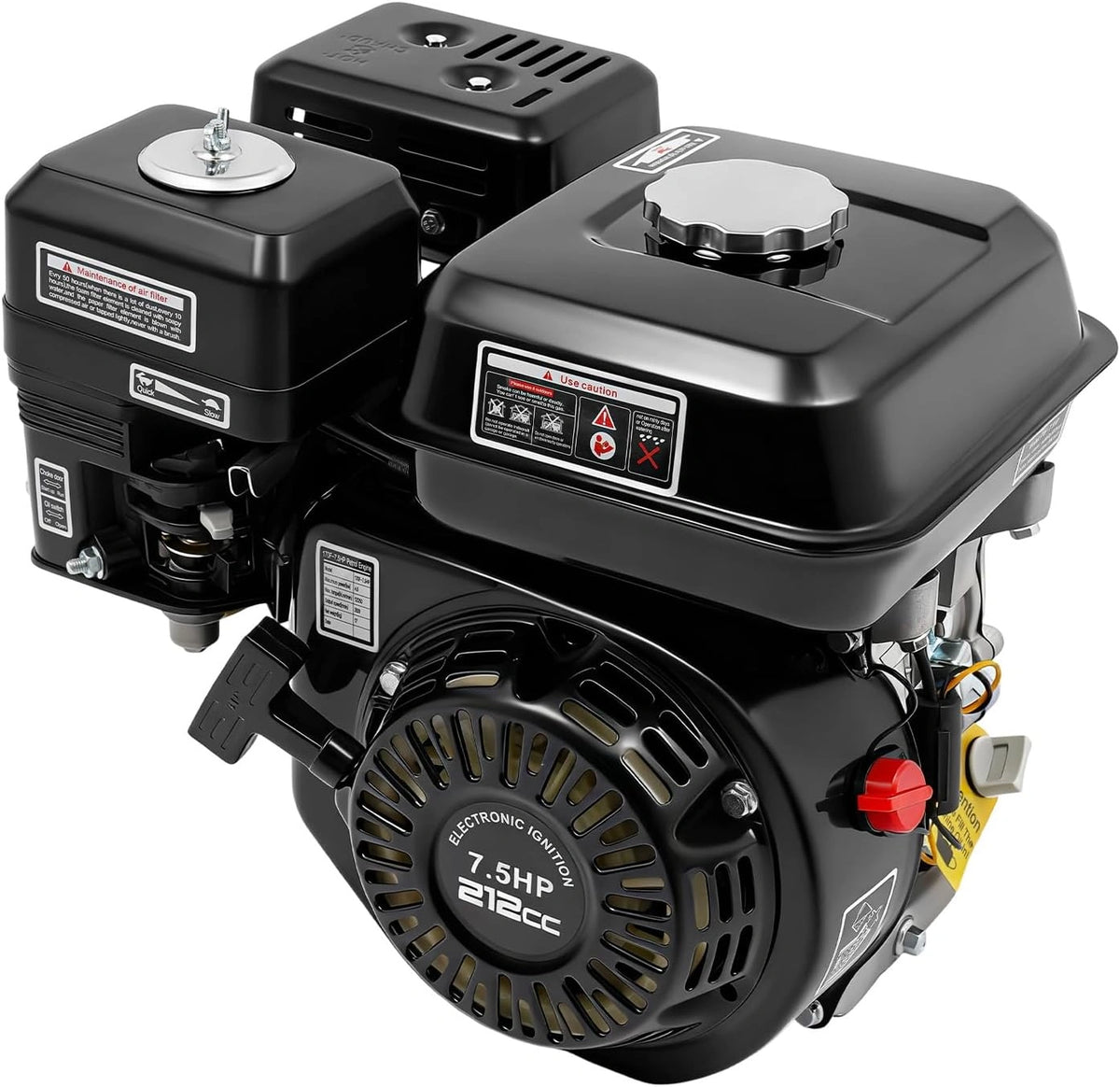 Moteur thermique OHV 212cc 7,5 CV, monocylindre avec arbre 20 mm et alarme huile - 3600 tr/min