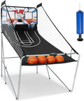 Jeu de Basketball Pliable avec 2 Paniers et LED, 8 Modes de Jeu, 4 Ballons
