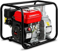 Pompe à Eau de Jardin EBERTH, Moteur Essence 6,5 CV, 4 Temps, Débit 60,000 l/h, Raccord 3 Pouces, Aspiration 7 m, Démarrage Câble, Cadre Métallique, Poignée Transport