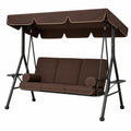 Balancelle de jardin 3 places avec fonction allongée et toit réglable, chaise longue avec pieds antidérapants