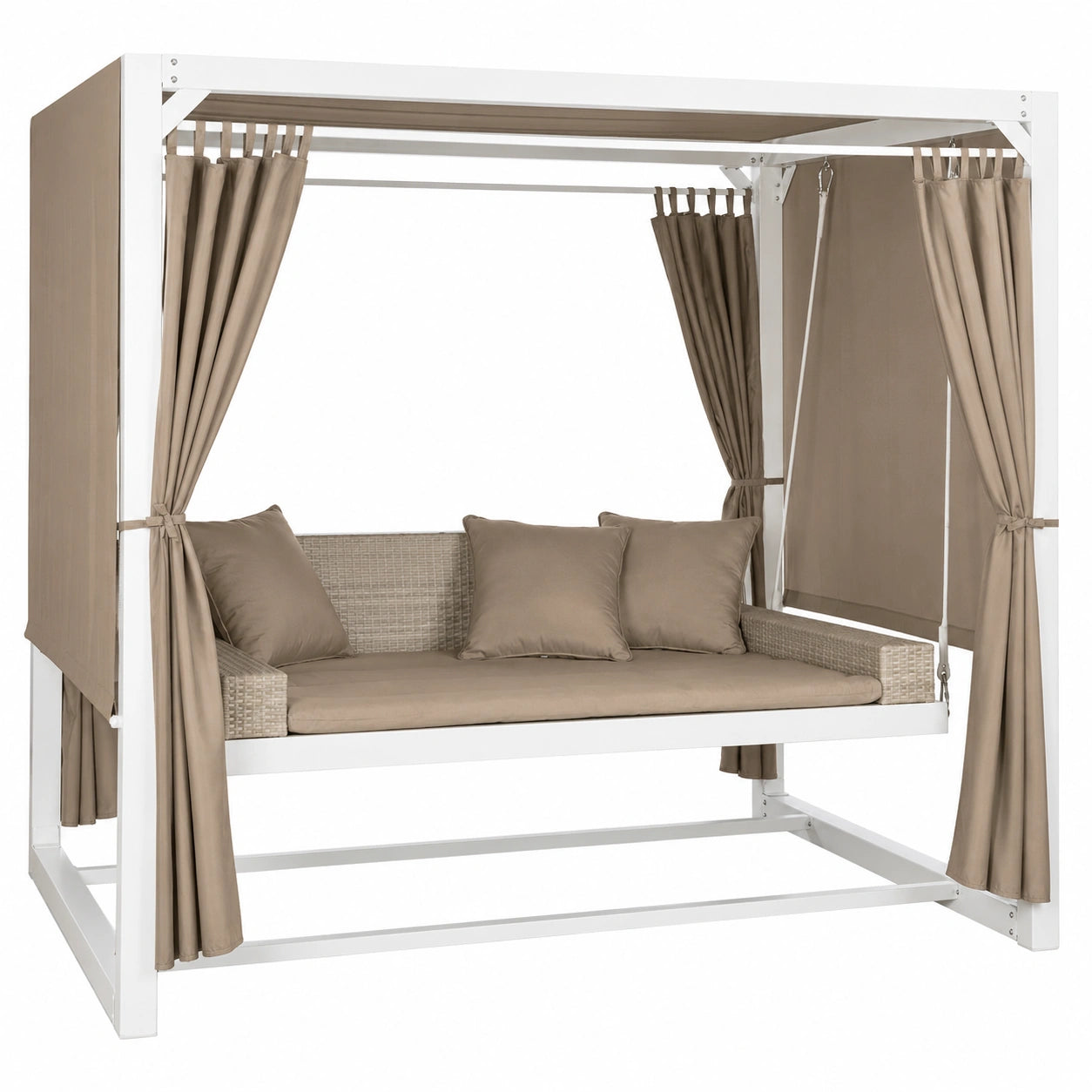 Balancelle de Jardin 3 Places avec Auvent et Rideaux pour Adulte