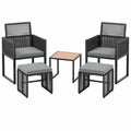 Ensemble de Jardin en Rotin pour 4 Personnes avec Table et Chaises
