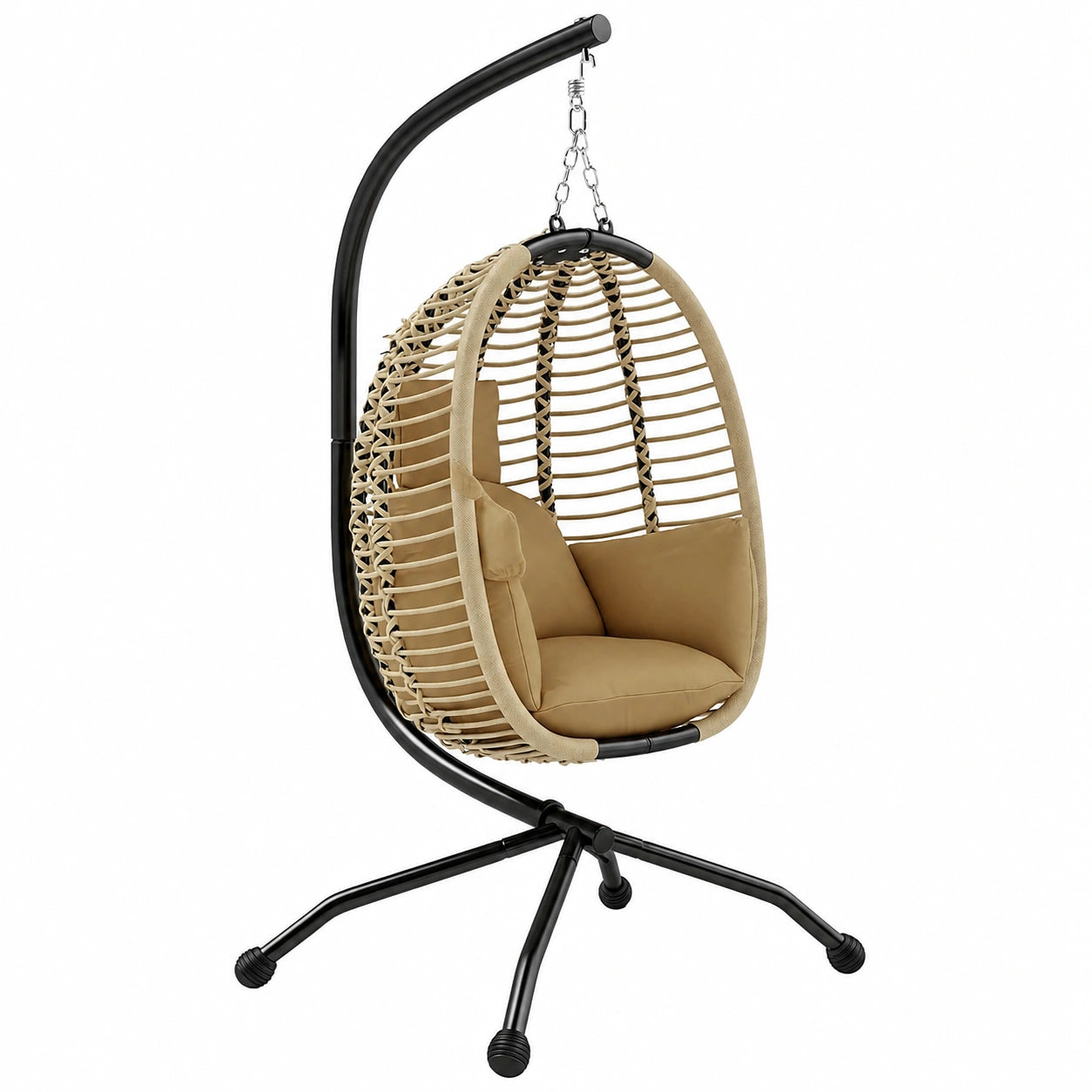 Fauteuil Suspendu avec Coussin pour Intérieur et Extérieur, Beige