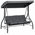 Balancelle de Jardin 3 Places avec Toit Réglable et Matelas Confortable