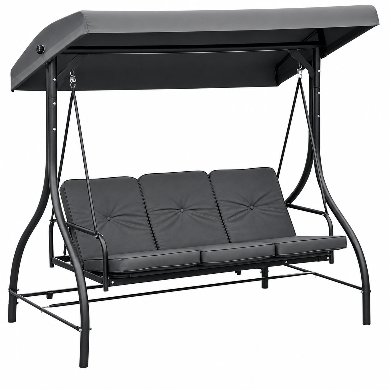 Balancelle de Jardin 3 Places avec Toit Réglable et Matelas Confortable