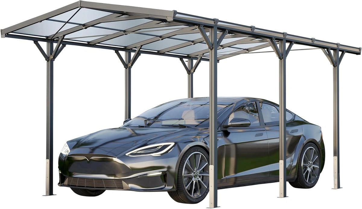 Abri Voiture en Aluminium Anthracite 2,85x5,05m Carport Individuel