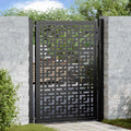 Portail de Jardin Noir en Acier 105x130 cm avec Motif Croisé