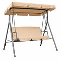 Balançoire de Jardin Métal 3 Places avec Parasol et Coussin Ajustable