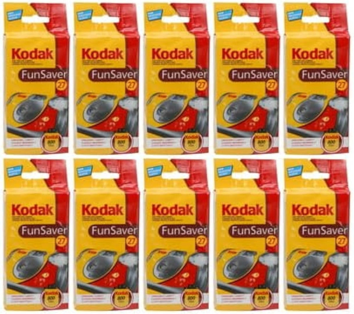 Kodak Fun Saver Pack de 10 Appareils Photo Jetables 35mm Couleur avec Exposition Automatique