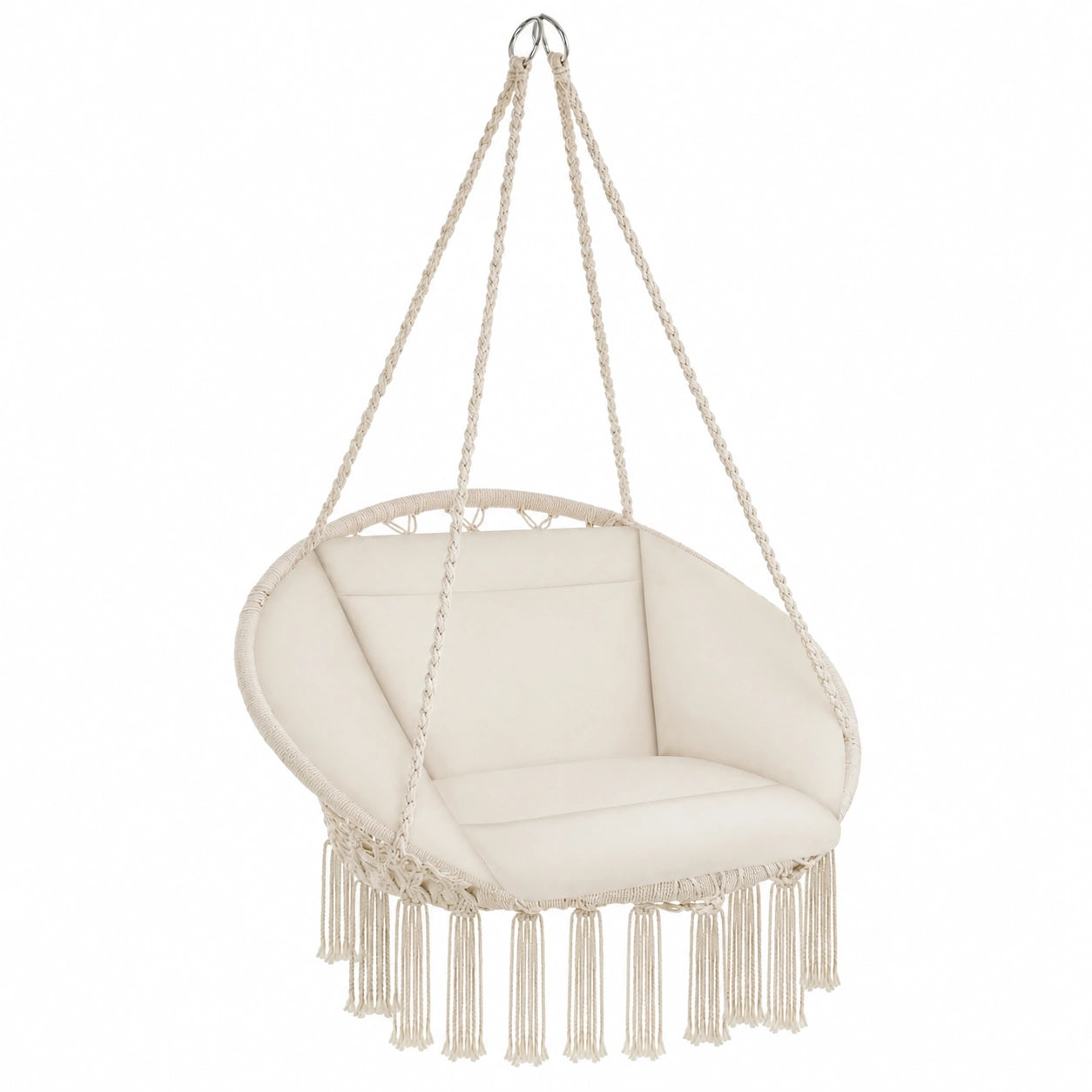 Fauteuil Suspendu Relax pour Intérieur et Extérieur avec Coussin Moelleux - Beige