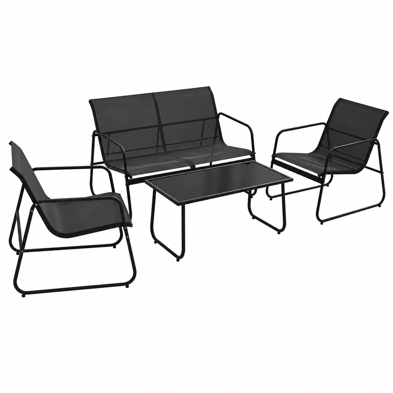 Ensemble de Jardin 4 Pièces en Acier pour Extérieur