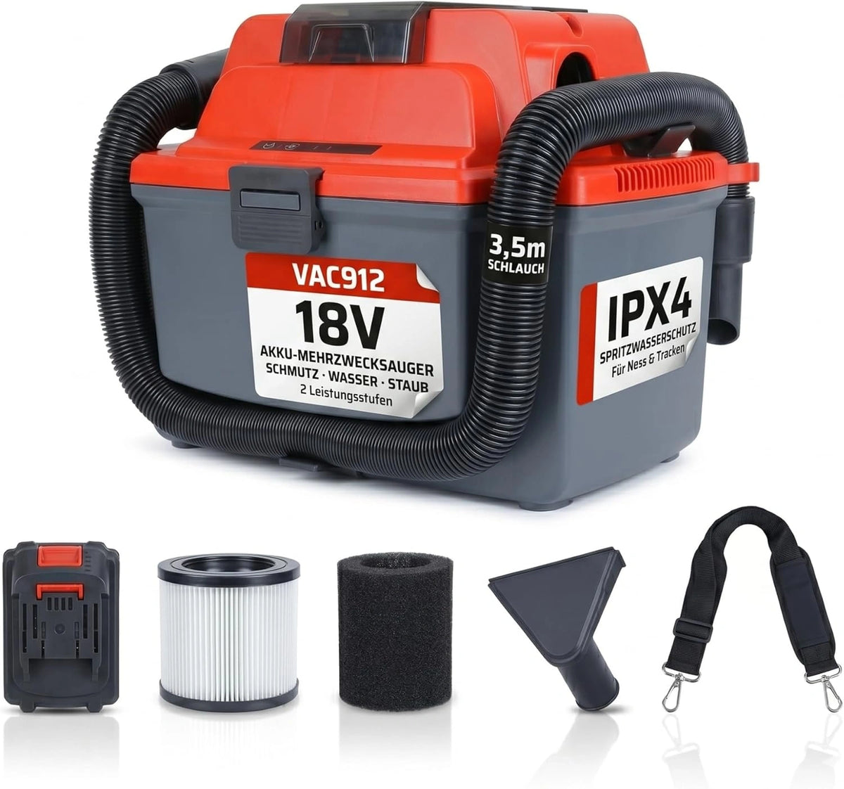 Aspirateur Sec et Humide Sans Fil 18V - Compatible Makita, 16L, Filtre HEPA