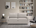Canapé-Lit Convertible 2 Places avec Matelas Mémoire de Forme, Tissu Beige, Dossier Amovible, Design Moderne, Pieds en Bois