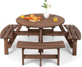 Ensemble de Jardin en Bois pour 8 Personnes avec Table et Chaises, Trou pour Parasol, Idéal pour Terrasse et Pique-Nique