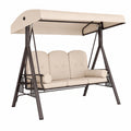 Balancelle de Jardin 3 Places avec Toit Réglable et Coussins Confortables