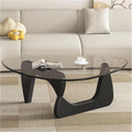 Table Basse Triangulaire en Verre et Bois pour Salon et Bureau