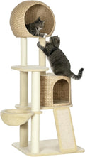 PawHut Arbre à Chats Multi-Niveaux avec Griffoirs en Sisal et Hamac Confortable - Beige