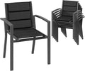 Ensemble de 6 Chaises de Jardin Empilables en Aluminium, Idéales pour Terrasse et Piscine, Gris Foncé