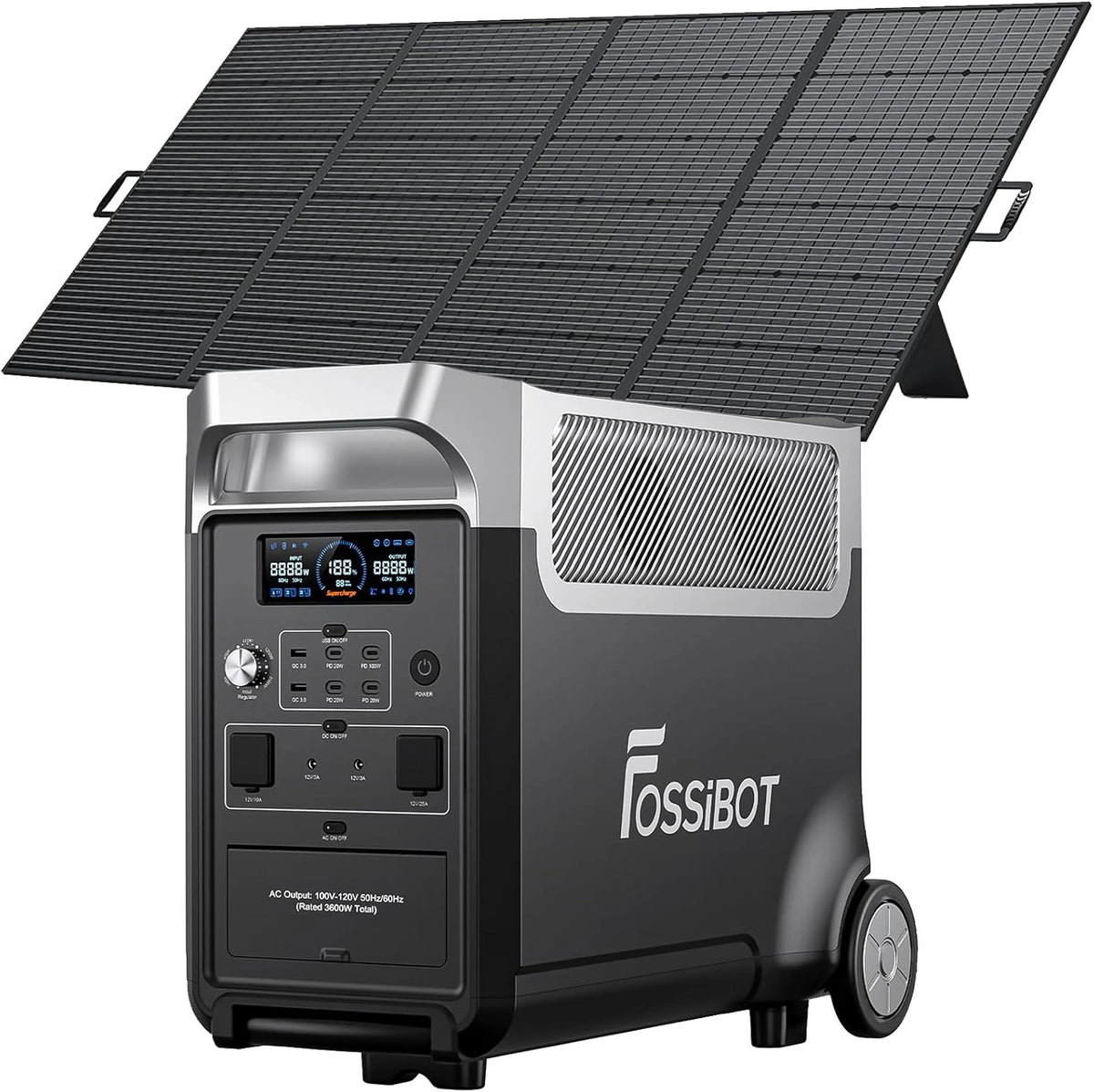 Générateur Solaire FOSSiBOT F3600 Pro 3600W avec Panneaux 400W, Station Portative LiFePO4 3840Wh pour Maison et Camping