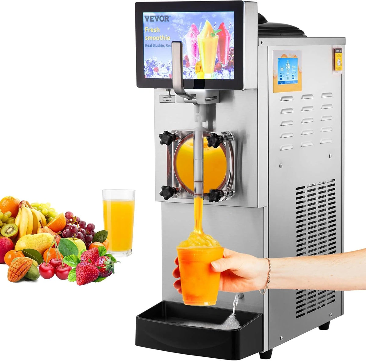 Machine à Granités Professionnelle 8L VEVOR – Inox Alimentaire, Réfrigération Rapide, Panneau Intuitif, Idéale Pour Bars et Cafés