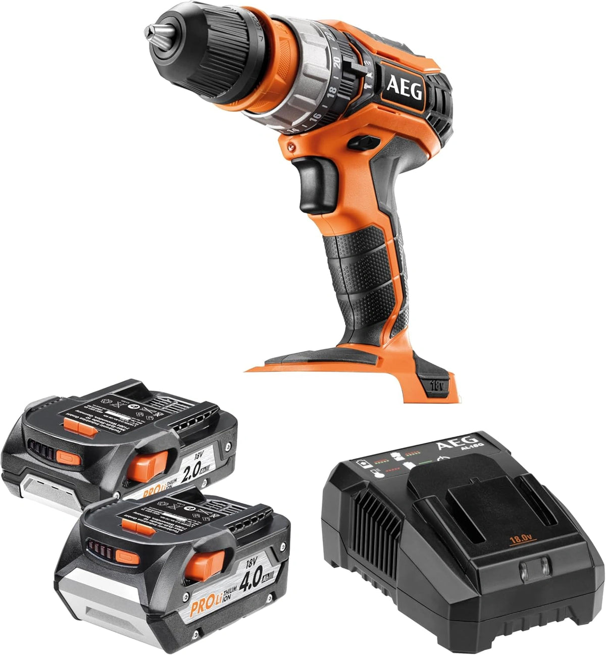 AEG - Perceuse-Viseuse à Percussion 18V, 60 Nm, 2 Batteries Pro 4,0 Ah, Mandrin 13 mm, Coffret Inclus