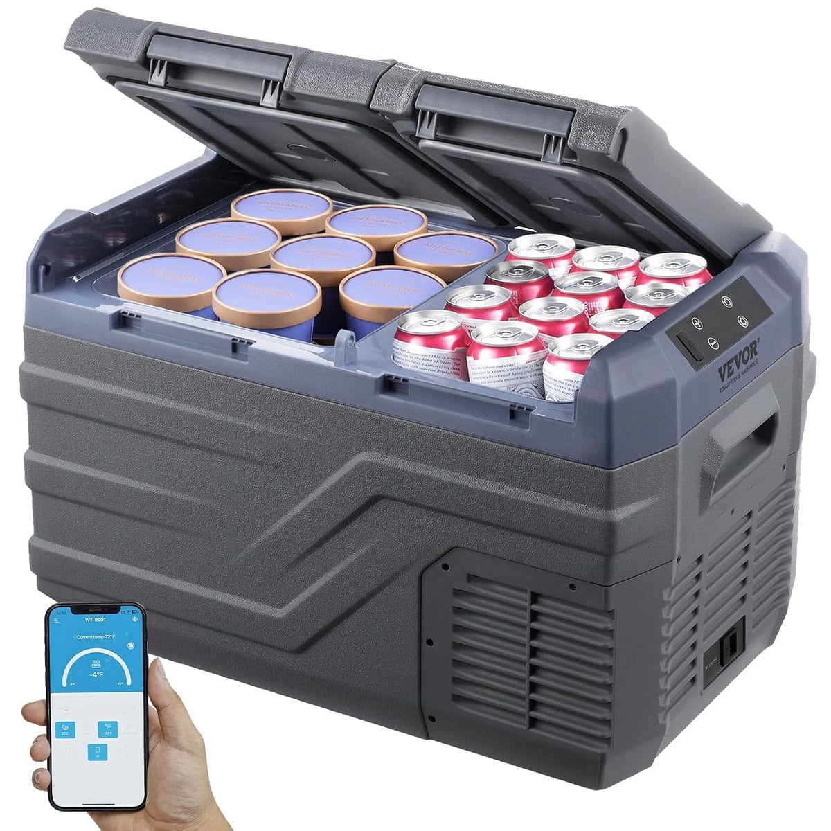 Réfrigérateur Portable 25L VEVOR - Frigo Compact 12/24V DC, 100-240V AC, Double Zone - Température Ajustable -20°C à 20°C pour Voiture, Bateau, Maison, Camping