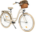 Vélo Hollandais Femme 28 Pouces Vintage avec Panier et Porte-Bagages