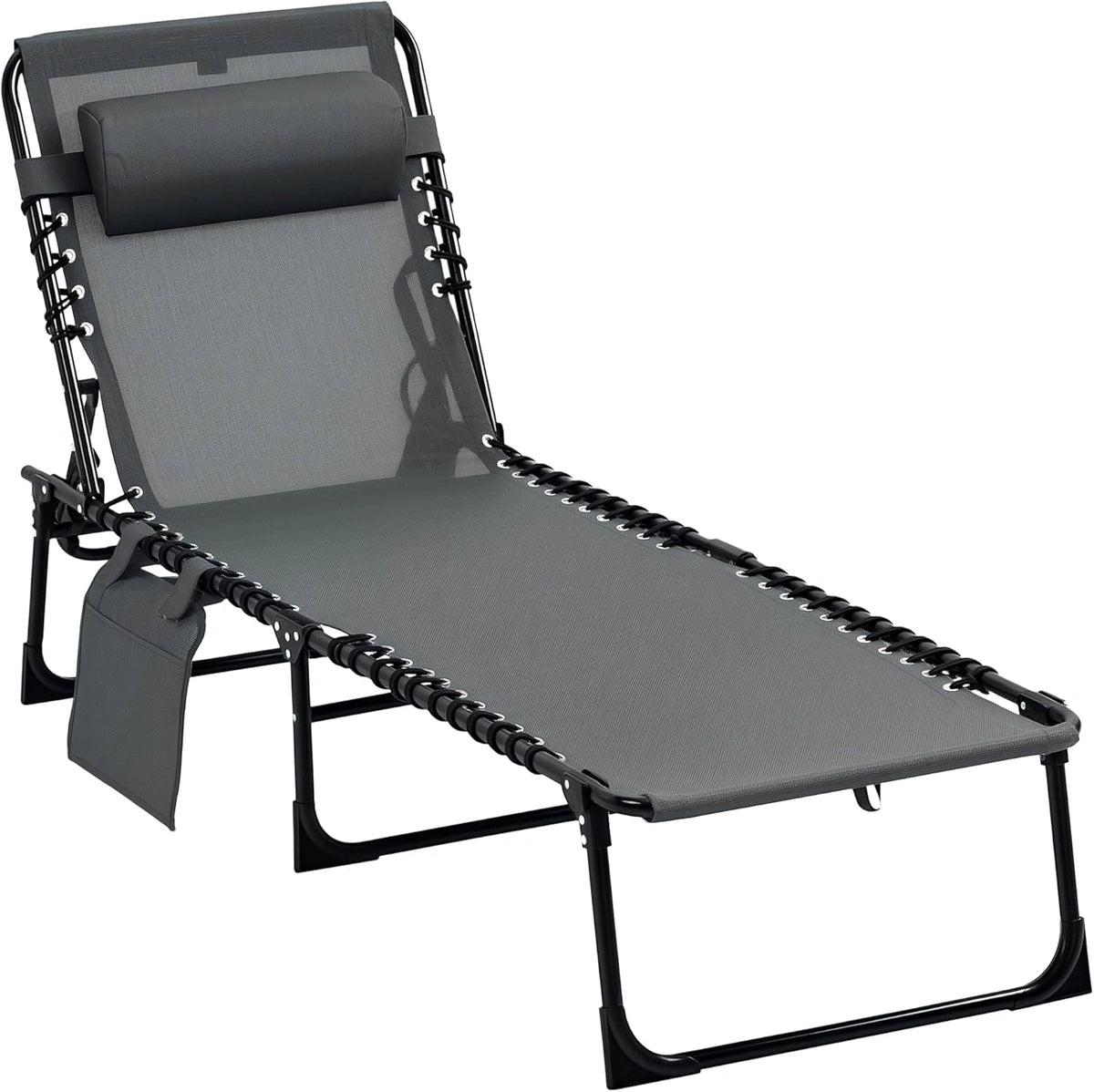 Outsunny Transat Pliable de Jardin avec Dossier Réglable et Pochette