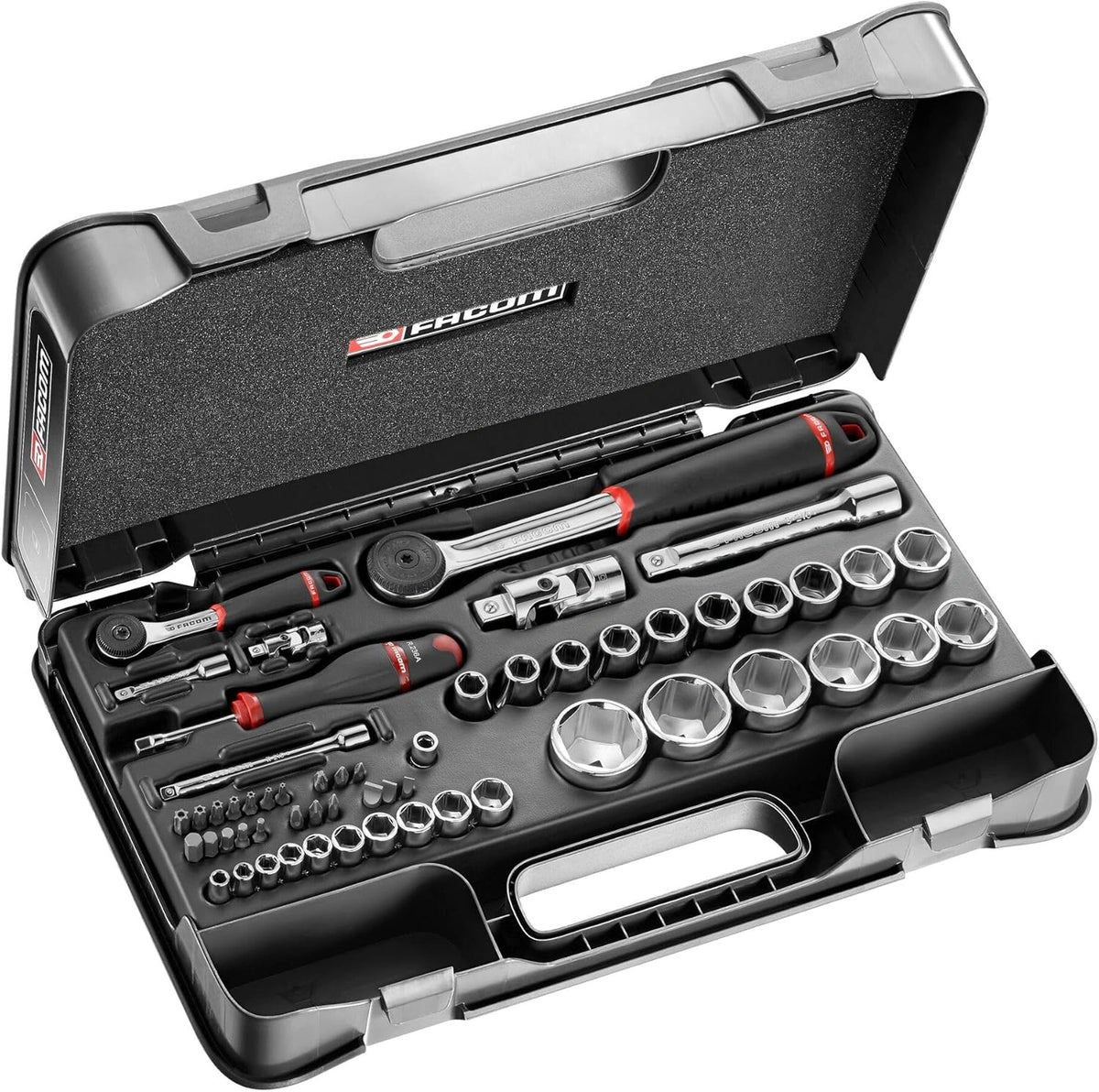 FACOM Kit d'Outils avec Cliquets Étanches, Douilles & Embouts 1/4 et 1/2, 58 Pièces
