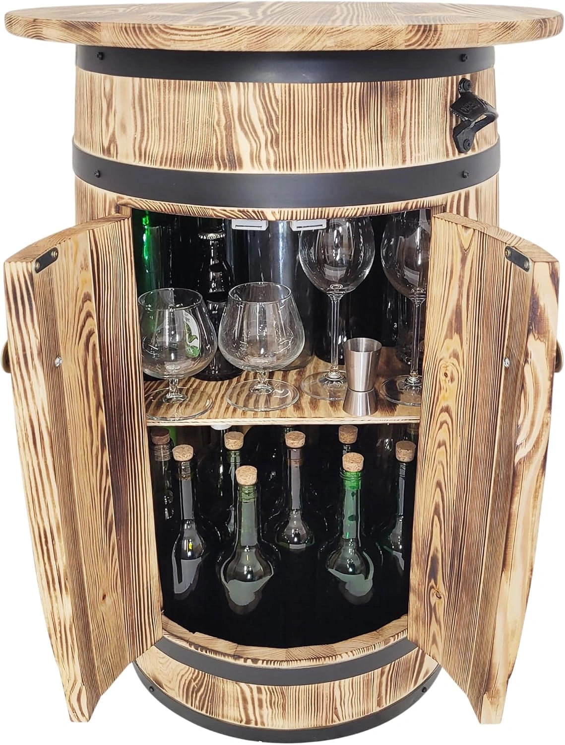 Meuble de Bar en Bois avec Rayonnages et Portes pour 40 Bouteilles - Casier à Vin Compact - 80 x 55 x 44 cm - Finition Bois Clair