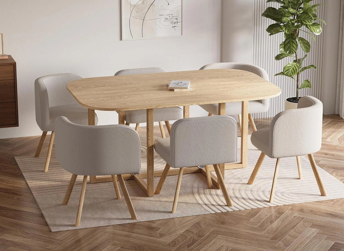 Ensemble de Jardin FLEN XL avec Table et 6 Chaises Encastrables