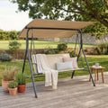 Balancelle de Jardin 3 Places avec Pare-Soleil Réglable - Résistante aux UV & Intempéries - Acier et Polyester - 173x119x153 cm - Vert Clair/Beige